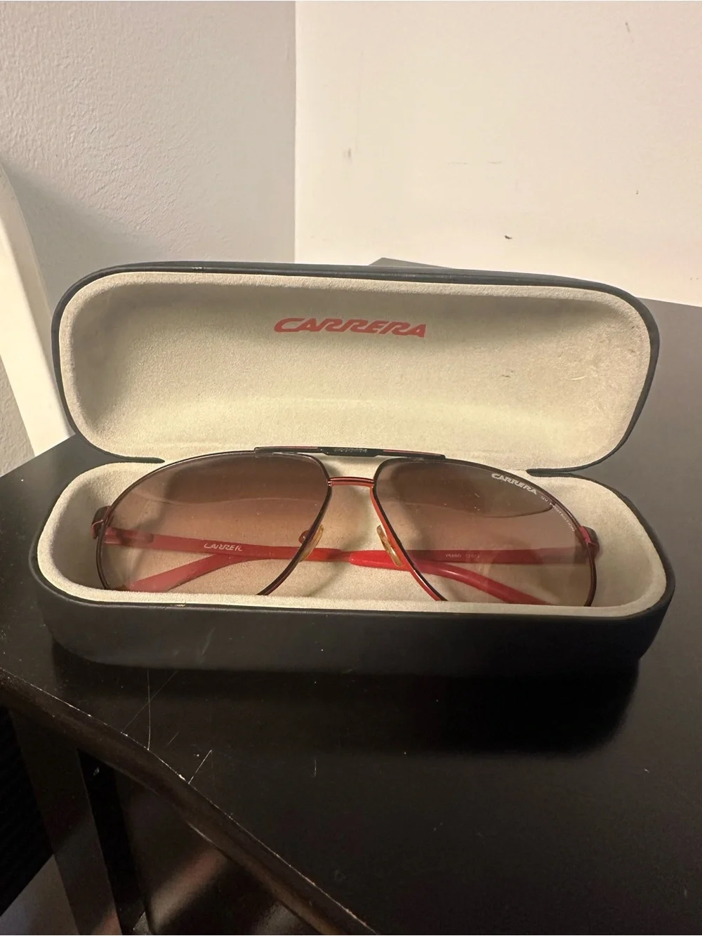 Carrera Red Frame Brown Gradient Aviator Sunglasses